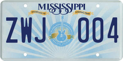 MS license plate ZWJ004