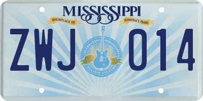 MS license plate ZWJ014