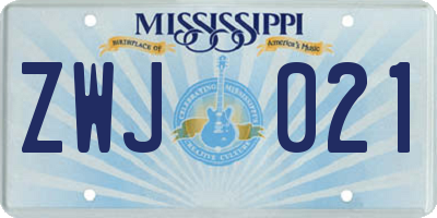 MS license plate ZWJ021
