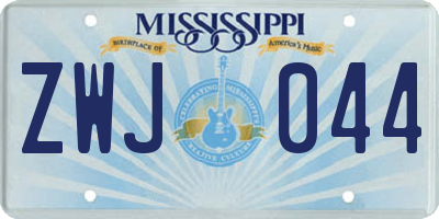 MS license plate ZWJ044