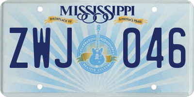 MS license plate ZWJ046