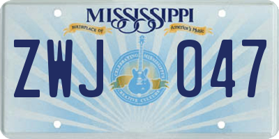 MS license plate ZWJ047