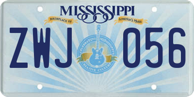 MS license plate ZWJ056