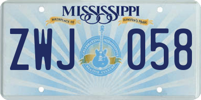 MS license plate ZWJ058