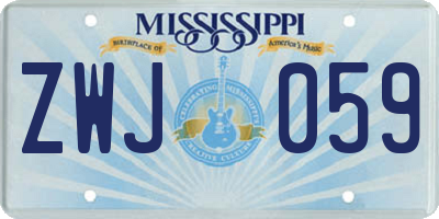 MS license plate ZWJ059