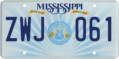 MS license plate ZWJ061