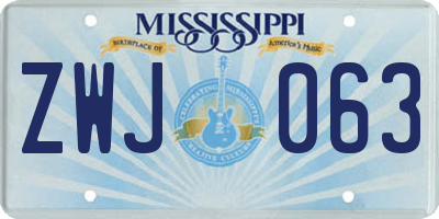 MS license plate ZWJ063