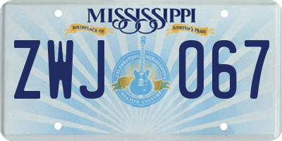 MS license plate ZWJ067