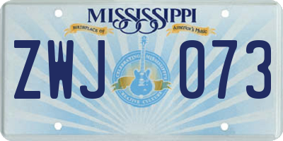 MS license plate ZWJ073