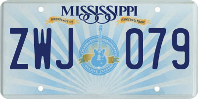 MS license plate ZWJ079
