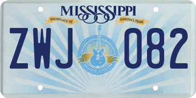 MS license plate ZWJ082
