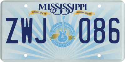MS license plate ZWJ086