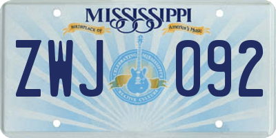 MS license plate ZWJ092