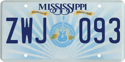 MS license plate ZWJ093