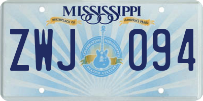 MS license plate ZWJ094