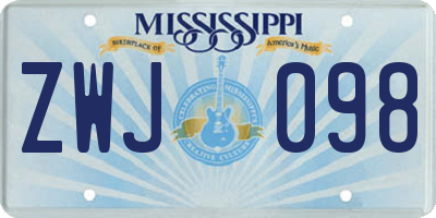 MS license plate ZWJ098