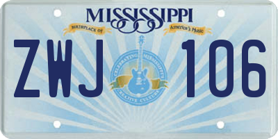 MS license plate ZWJ106