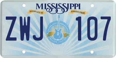 MS license plate ZWJ107