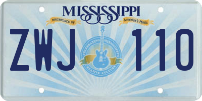 MS license plate ZWJ110