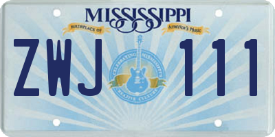 MS license plate ZWJ111