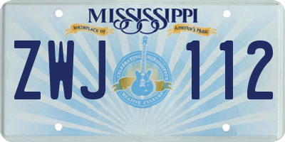 MS license plate ZWJ112