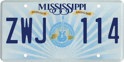MS license plate ZWJ114