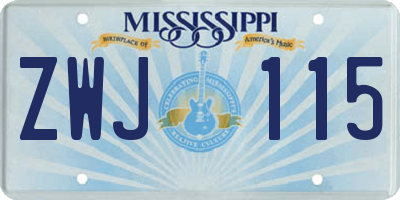 MS license plate ZWJ115