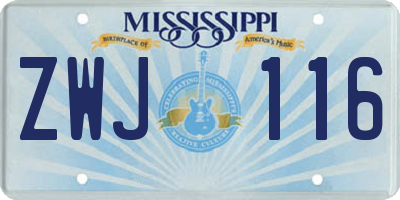MS license plate ZWJ116