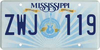 MS license plate ZWJ119