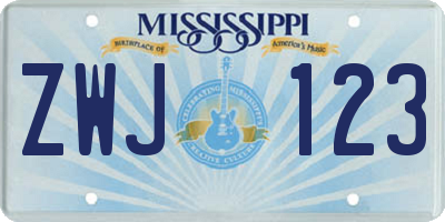 MS license plate ZWJ123