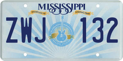MS license plate ZWJ132