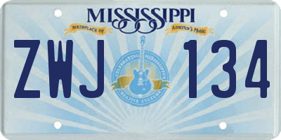 MS license plate ZWJ134