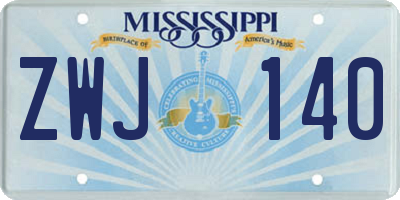 MS license plate ZWJ140