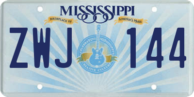 MS license plate ZWJ144