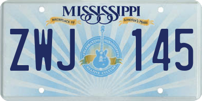 MS license plate ZWJ145