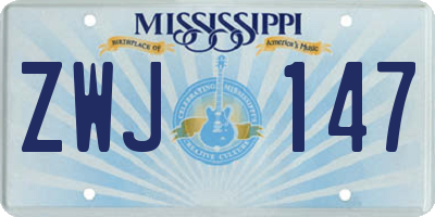 MS license plate ZWJ147