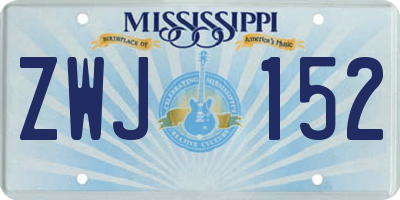 MS license plate ZWJ152