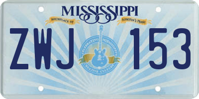 MS license plate ZWJ153