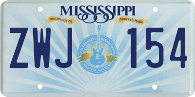 MS license plate ZWJ154