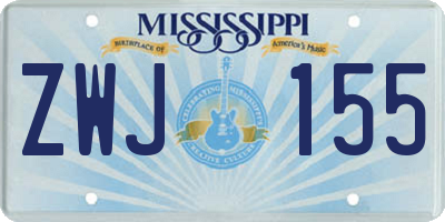 MS license plate ZWJ155