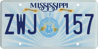 MS license plate ZWJ157