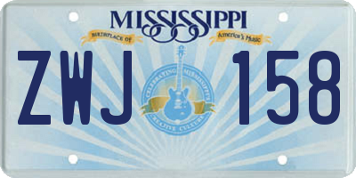 MS license plate ZWJ158