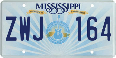 MS license plate ZWJ164