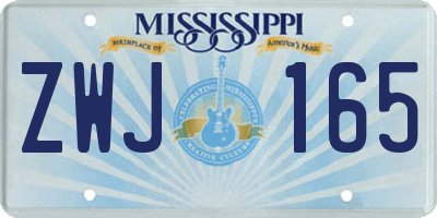 MS license plate ZWJ165
