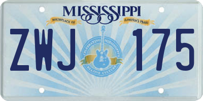 MS license plate ZWJ175