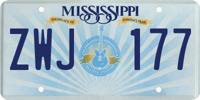 MS license plate ZWJ177