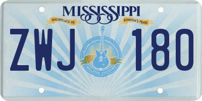 MS license plate ZWJ180