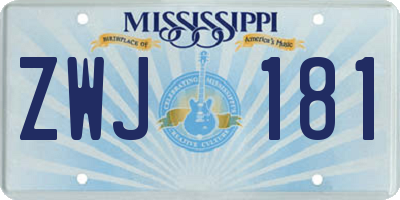 MS license plate ZWJ181