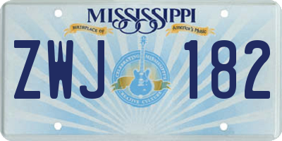 MS license plate ZWJ182