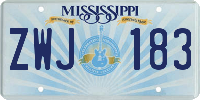 MS license plate ZWJ183